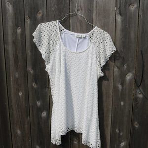 Cato Women's White Lacy Sleeveless Dressy Top 14/16W